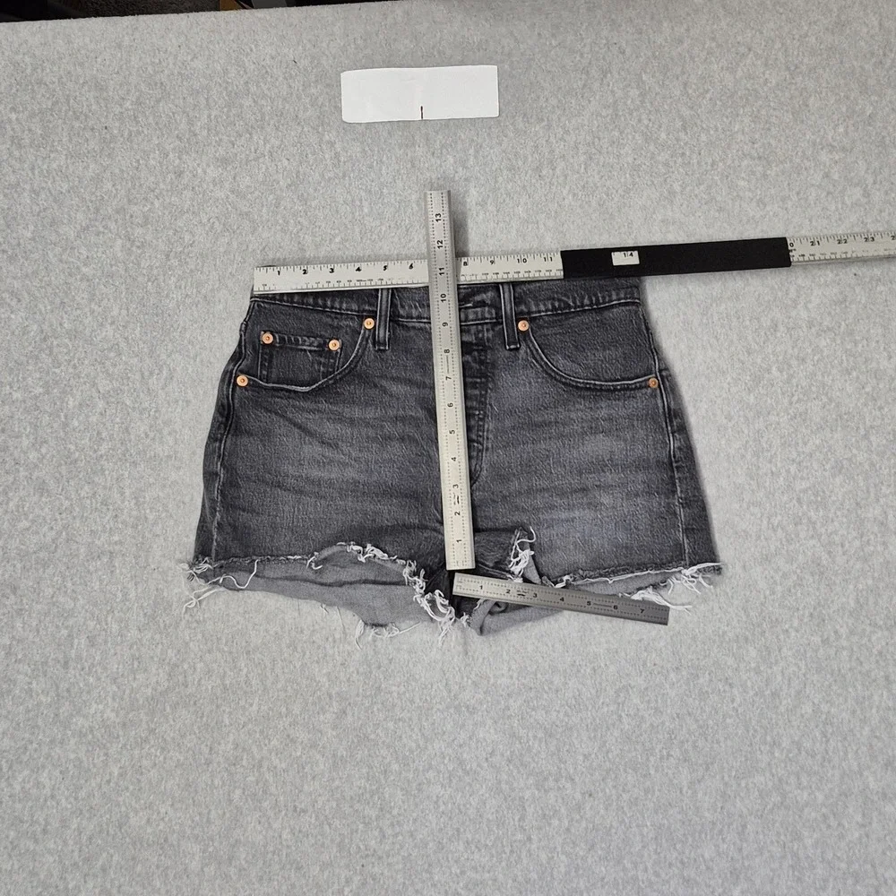 Levi's 501 Women Shorts W28 Gray Denim Jeans Grunge Button Logo
